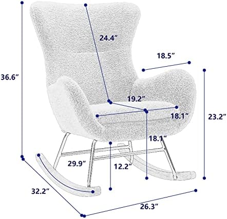 DOLONM MODERN BUSHERY BANKING Cadeiras estofadas Rocker planador para bebês Armchair de tecido de pelúcia com apoios altos e apoios
