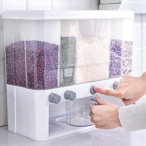 MJWDP Cereal de grãos separado de parede pode ser armazenamento de arroz de arroz Cilindro de arroz automático Caixa de plástico para cozinha