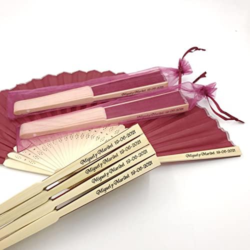 Fãs personalizados da AGSU para favores de casamento, fãs personalizados, fãs de papel de mão, fãs dobráveis ​​com bambus para presente