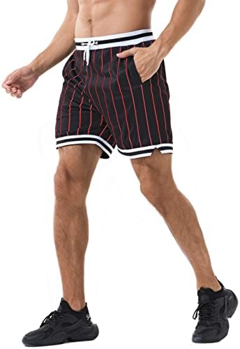 Homens de shorts atléticos de basquete Healong - Mesh Gym Sports Sports Treinamento de cordão de cordão de cordão de cordão retro casual curto com bolsos