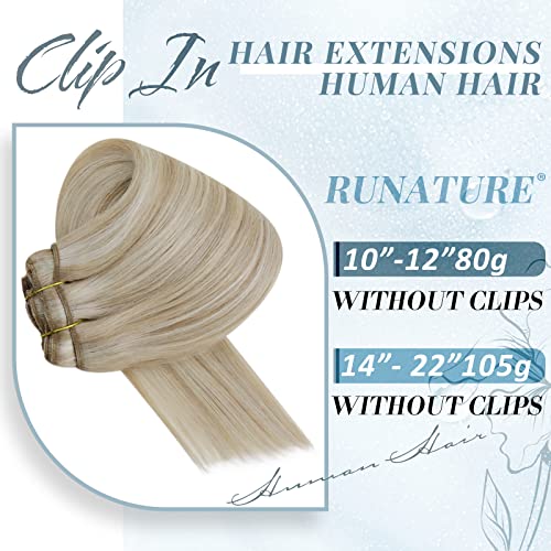 Clipe de runatura em extensões de cabelo clipe real loiro em extensões de cabelo humano platina loira destaque Blonde 16 polegadas