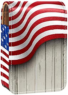 Bandeira americana em uma caixa de batom portão de bordo de Background Gloss Batom Back de madeira
