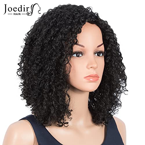 Cabelo de Joedir Afro Wink Curly Wig para mulheres negras com franja lateral