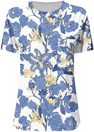 Tops for Women 2023 Button Up Short Shirts Blush Painting Floral Fashion Fashion Casual Longe Bloups