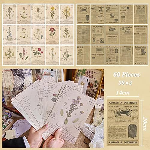150 folhas papel de scrapbook vintage, material de periódico de papel decorativo estético retrô para scrapbooking, diário, decoração