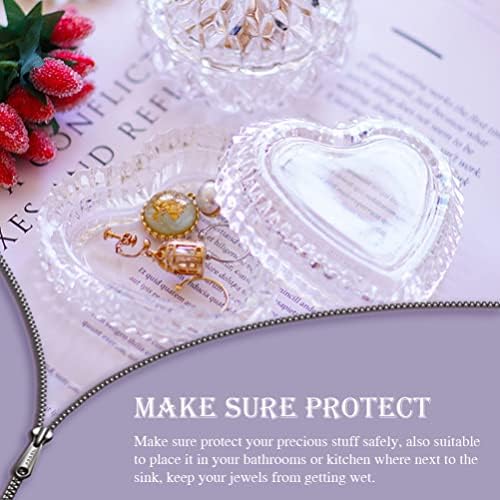 Caixa de jóias de jóias em forma de coração transparente Caixa de armazenamento em forma de coração em forma de coração