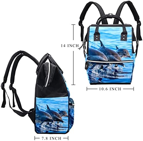 Backpack de fralda azul de golfinho de praia