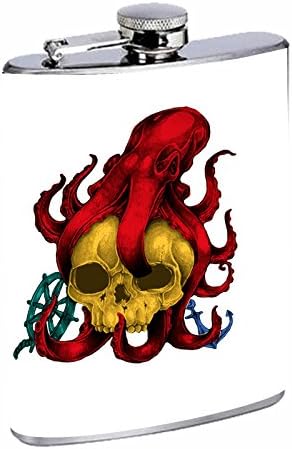 Optopus Skull Divirta presentes elegantes à prova de vazamento de toque fino pequeno Primo 18/8 Aço inoxidável 8 oz Frasco com Projeto de Personalidade Presentes de Octopus para Homens e Mulheres
