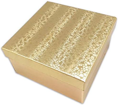 Thedisplayguys 100 -pack 34 Caixa de presente de papel de jóia de papel de papelão cheia de algodão - folha de ouro