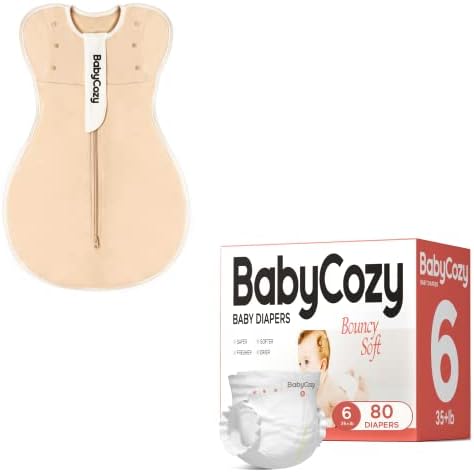 Babycozy Swaddle algodão, swaddle de bebê em forma de violoncelo, fraldas de bebê tamanho 6, 80 contagem de fraldas