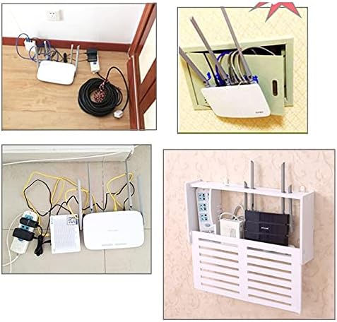 Caixa de armazenamento do roteador Wi -Fi Definir a parte superior do cabo de madeira de madeira de montagem na parede Power Faixa