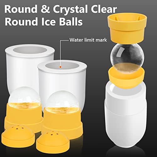 Kayyuki Office Clear Ice Ball Maker - Bolas de gelo com fusão lenta de 2,8 polegadas - molde TPE sem BPA com filtro de revista