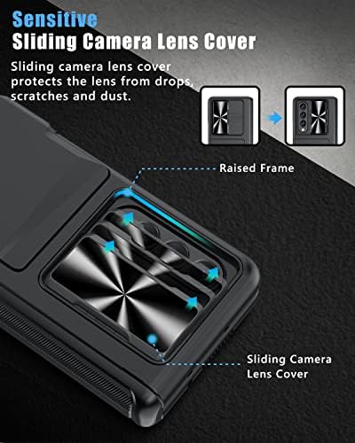 Vihibii para Samsung Galaxy Z Fold 3 5g Case com protação de dobradiça, suporte de cartão embutido e kickstand e capa da câmera slide e protetor de tela, caixa multifuncional para Samsung Galaxy Z Fold 3 2021