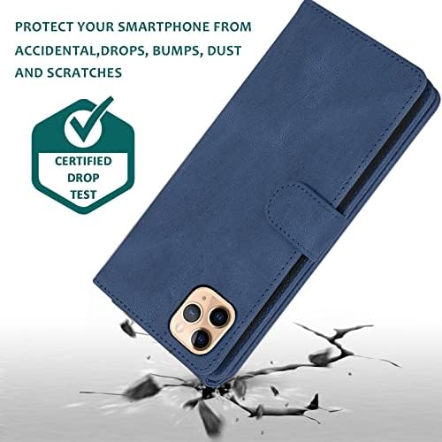 ASUWISH Compatível com iPhone 11 Pro Max 6.5 Caixa de carteira temperada Protetor de vidro com zíper de couro de lasca