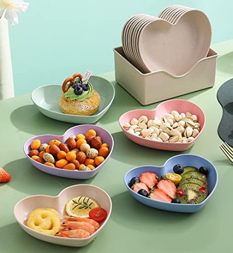 Golandstar 10pcs em forma de coração pratos de jantar pratos de utensílios de jantar conjunto de 6 polegadas Placa de alimentos Tray Frutas de lanches BPA grátis