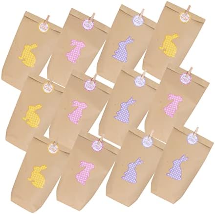 Didiseaon 12 conjuntos Sacos de embrulho de embrulho de bolsa de papel de papel de páscoa para presentes Bolsas de presente de jóias sacos de tratamento de pásco
