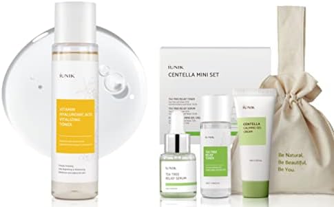 Iunik Centella Mini Conjunto, conjunto de cuidados com a pele para viagens, ultra calmante e hidratante para pele sensível: