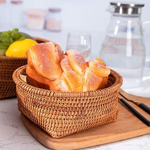 Uxzdx Wicker cesta de vime de vime de pão de pão de pão alimento para frutas de legumes de vegetais cesta