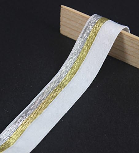 19mm White Gold Gold Stretch Ribbon Fita Trim Combining Applique Supplies Cinta para figuraria 10As/T1160