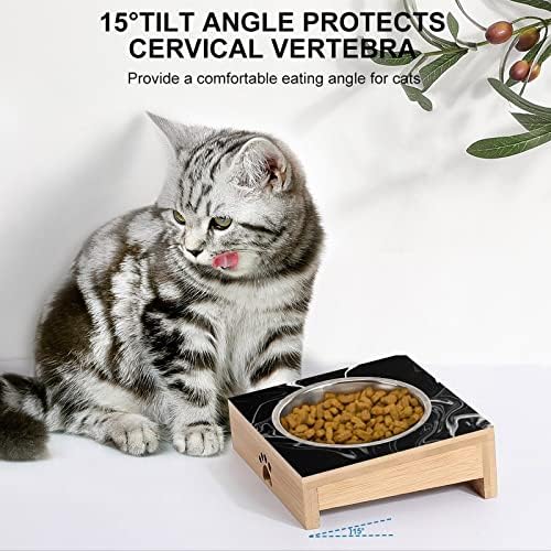Abstract Black Cat Bowl, Tigela de estimação aumentada, proteja a coluna do animal de estimação e deixe os gatos confortáveis ​​anti-vomitantes