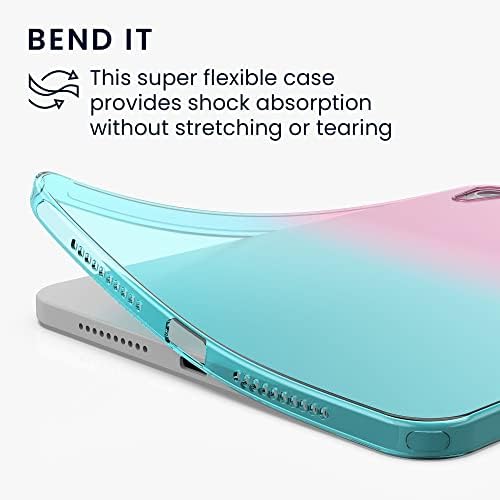 Caixa de silicone Kwmobile TPU Compatível com Apple iPad mini 6 8.3 - Case Soft Flexible Protection Tampa - Bicolor Rosa escuro/azul/transparente
