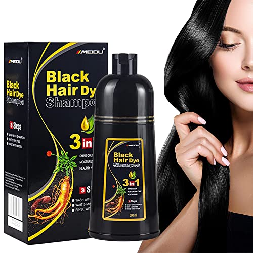 Black Instant Instant Hair Color Shampoo Chepnut Brown Hair Dye Shampoo para mulheres e homens 3 em 1- Ingredientes de ervas colorindo shampoo em minutos- coloração de ervas em minutos para mulheres e homens
