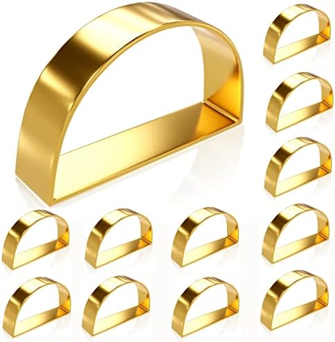 Logcjve Metal Napkin Rings Conjunto de 12, elegantes anéis de guardanapo de ouro para ocasiões especiais, como Valentine, Páscoa, Dia das Mães, Ação de Graças, Natal, jantares de aniversário.