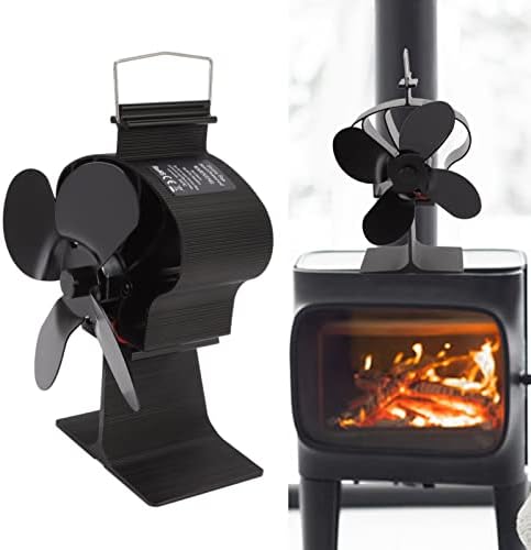 Ventilador de fogão alimentado por calor, auto -largura de lareira elétrica Top Térmica 4 Blades Frove Fan para Burning
