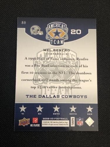 MEL RENFRO 2009 A equipe da UD America assinou o cartão autografado Dallas Cowboys - Cartões de futebol autografados da NFL