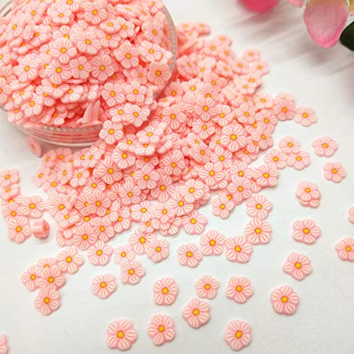 50g de argila de polímero de flor de margarida rosa colorida para DIY minúsculas partículas de lama Klei de 5 mm de 5 mm