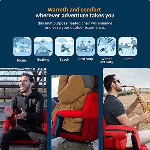 Alpcour aquecido assento no estádio dobrável - cadeira de branqueador reclinável de luxo com suporte traseiro e
