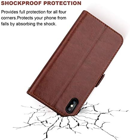 Vaburs iphone xs flip capa iphone x carteira com suporte de cartão, capa de proteção à prova de choque de couro PU PU
