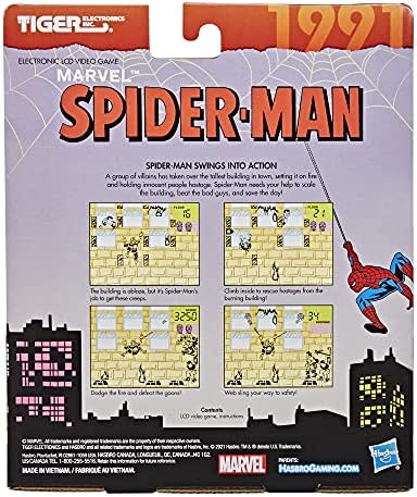 Tiger Electronics Marvel Spider-Man Electronic LCD Video Game, jogo de mão de 1 jogador de inspiração retrô, com 8 anos ou mais