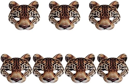 ABAODAM Decor Vintage 7 Pacote Halloween Meio rosto foto de leopardo Prop Animal Máscaras Decorativas Máscaras de Máscaras de Máscaras Photo Ornamento de Leopardo
