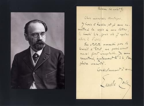 Romancista de naturalismo Emile Zola Carta de autógrafo extraordinária assinada e montada