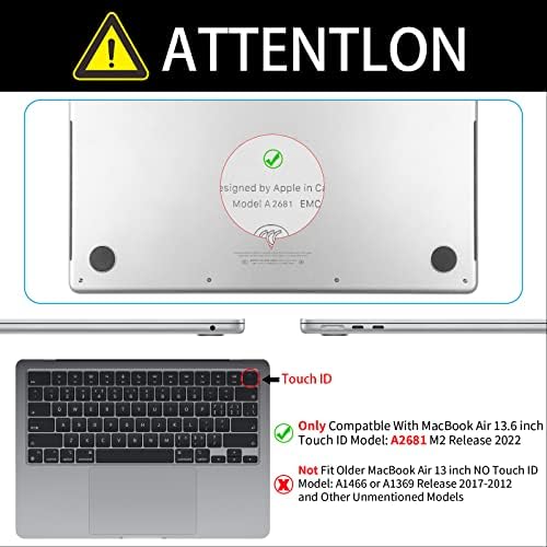 Chashenha para MacBook Air 13,6 polegadas Case liberada 2022 Caixa de laptop de casca dura de plástico com protetor de teclado e protetor de tela, transparente 01