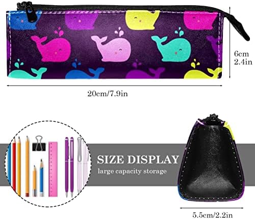 Saco de maquiagem pequeno, organizador cosmético da bolsa com zíper para mulheres e meninas, animal marinho de desenho de baleia colorido