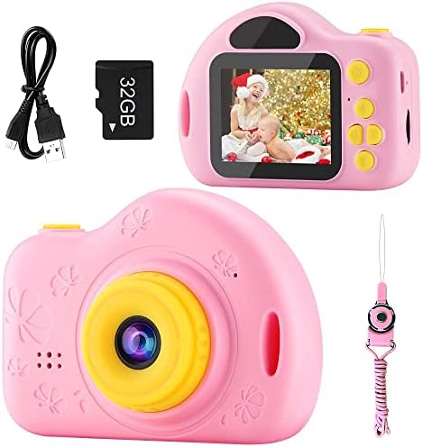 Câmera infantil com funções de captura de fotos, gravação de vídeo, reprodução, jogos de quebra