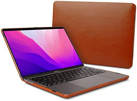 Dreem Euclid MacBook Pro Case - capa de laptop rígido de 13 polegadas para MacBook Pro 2018, couro vegano luxuoso, conchas superior e inferior para proteção, slots para portas USB - caramelo