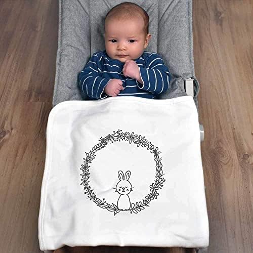 Azeeda 'Spring Wreath & Bunny' Cotton Baby Blanket/Shawl