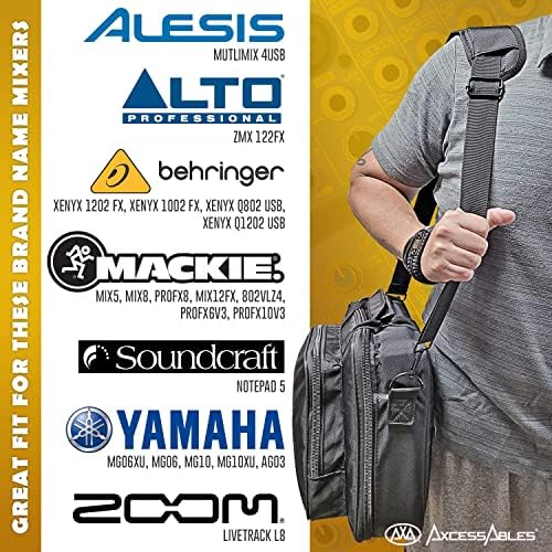 AxCessables Audio Mixer Gig Bag | Saco de placa de som de mistura acolchoada - 12x12x4 | DJ Caso Mixer | Compatível