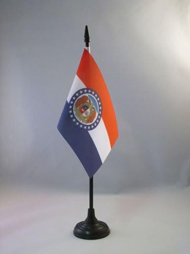 AZ Flag da bandeira da mesa do Missouri 4 '' x 6 '' - Estado dos EUA da bandeira da mesa do Missouri 15 x 10 cm - Beck de plástico preto e base