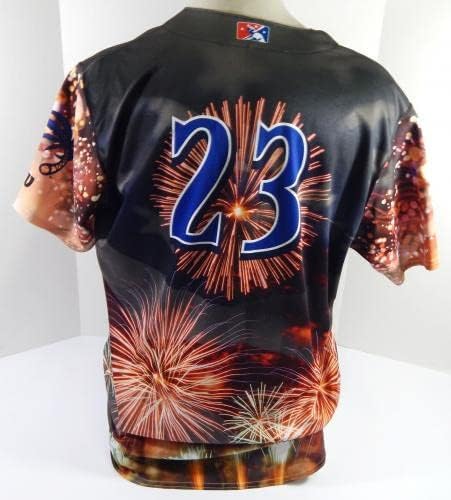 2022 Clearwater Threshers #23 Jogo emitiu Black Jersey Quarto de julho Noite 48 5 - Jogo usada MLB Jerseys