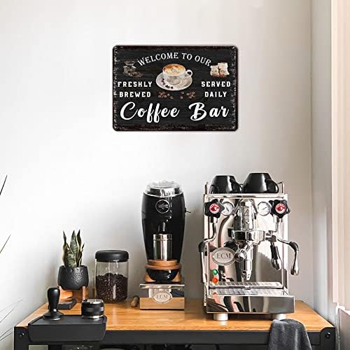 V vibepy por todo o cafeteiro personalizado de café personalizado, sinal de metal de café, café bar, decoração de café