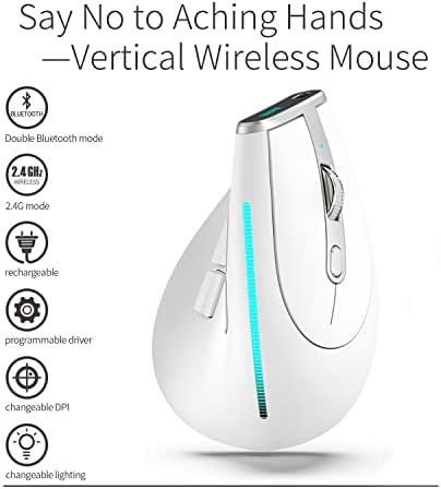 Botões personalizados programáveis ​​para mouse vertical ergotooth sem fio Bluetooth a bordo mouse de computador USB para jogos