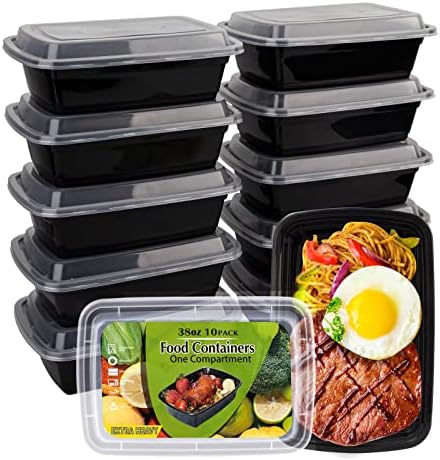 Recipientes de preparação para refeições [38 onças] Recipientes de armazenamento de alimentos plásticos com tampas, reutilizáveis ​​de