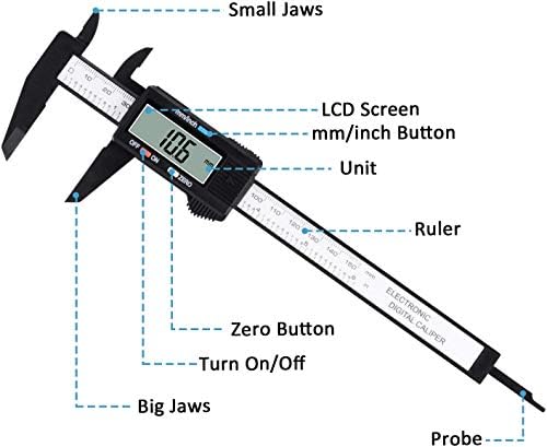 Pinça digital vernier micrômetro eletrônico régua medidor de medidor de medição de fibra de carbono pinça
