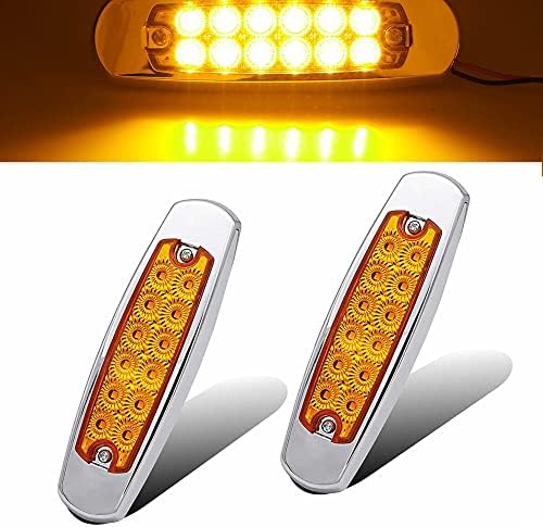 NBWDY 2PCS 6.35in 12Leds Amber traseiro lateral traseiro LEDS LIMPELAS LEDS, LUZES DE LED DE LED DE 12V PROMUTAS, Luz do sinal de giro,