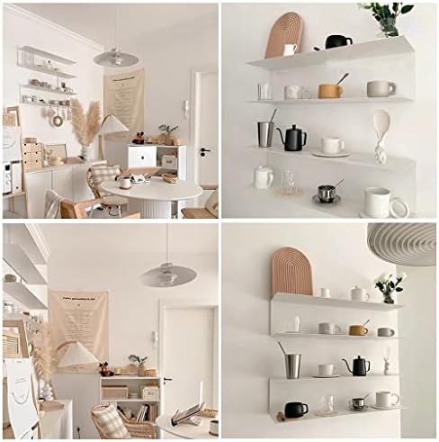 Plataforma de parede de peças de ferro de Tauoduyy, estilista escandinava de estilista de cozinha, suporte de copo de sala de estar, estante de estante de quarto, branco, branco