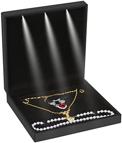 Caixa de presente do conjunto de jóias LED grande, caixa de presente de colar grande para casamento, aniversário, dia dos namorados, dia das mães, Natal